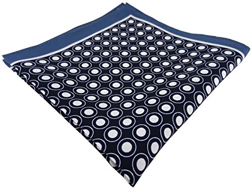 TigerTie feines leichtes Seideneinstecktuch in blau schwarz weiss gepunktet - Einstecktuch 100% Seide von TigerTie
