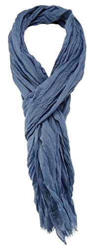 TigerTie gecrashter Schal in blau unicolor einfarbig Gr. 180 x 70 cm von TigerTie
