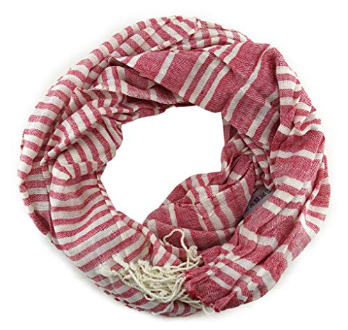 TigerTie gecrashter Schal in rot weiss gestreift mi Fransen - Gr. 185 x 50 cm TigerTie gecrashter Schal in rot weiss gestreift mi Fransen - Gr. 185 x 50 cm von TigerTie