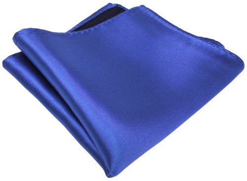 TigerTie gewebtes Designer Satin Seideneinstecktuch in royal blau Uni einfarbig - Pochette 30 x 30 cm - Einstecktuch 100% reine Seide von TigerTie
