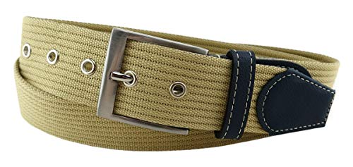TigerTie hochwertiger Stoffgürtel mit Edelstahl Schnalle und echt Leder Applikationen in beige elfenbein einfarbig. Gürtelbreite 40 mm, Bundweite 110 cm TigerTie hochwertiger Stoffgürtel mit Edelstahl Schnalle und echt Leder Applikationen in beige elfenbein einfarbig. Gürtelbreite 40 mm, Bundweite 110 cm von TigerTie