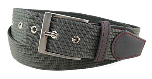 TigerTie hochwertiger Stoffgürtel mit Edelstahl Schnalle und echt Leder Applikationen in grau mittelgrau einfarbig. Gürtelbreite 40 mm, Bundweite 110 cm TigerTie hochwertiger Stoffgürtel mit Edelstahl Schnalle und echt Leder Applikationen in grau mittelgrau einfarbig. Gürtelbreite 40 mm, Bundweite 110 cm von TigerTie