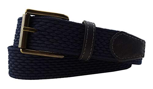 TigerTie hochwertiger Stretchgürtel mit Edelstahl Schnalle und echt Leder Applikationen blau dunkelblau marine einfarbig. Gürtelbreite 35 mm, Bundweite 100 cm TigerTie hochwertiger Stretchgürtel mit Edelstahl Schnalle und echt Leder Applikationen blau dunkelblau marine einfarbig. Gürtelbreite 35 mm, Bundweite 100 cm von TigerTie