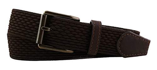 TigerTie hochwertiger Stretchgürtel mit Edelstahl Schnalle und echt Leder Applikationen braun dunkelbraun einfarbig. Gürtelbreite 35 mm, Bundweite 110 cm TigerTie hochwertiger Stretchgürtel mit Edelstahl Schnalle und echt Leder Applikationen braun dunkelbraun einfarbig. Gürtelbreite 35 mm, Bundweite 110 cm von TigerTie