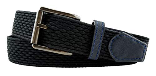 TigerTie hochwertiger Stretchgürtel mit Edelstahl Schnalle und echt Leder Applikationen schwarz einfarbig. Gürtelbreite 35 mm, Bundweite 120 cm TigerTie hochwertiger Stretchgürtel mit Edelstahl Schnalle und echt Leder Applikationen schwarz einfarbig. Gürtelbreite 35 mm, Bundweite 120 cm von TigerTie
