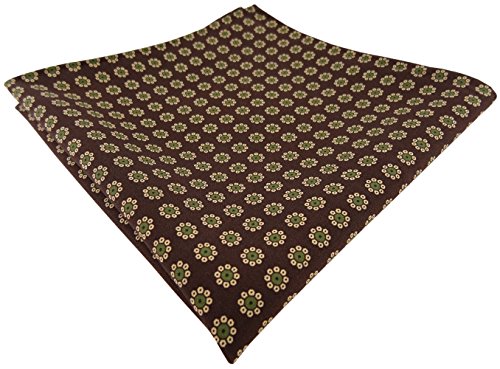 TigerTie hochwertiges handrolliertes Designer Seideneinstecktuch in braun gold grün Blumen gemustert - Einstecktuch 100% Seide TigerTie hochwertiges handrolliertes Designer Seideneinstecktuch in braun gold grün Blumen gemustert - Einstecktuch 100% Seide von TigerTie