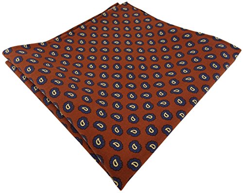 TigerTie hochwertiges handrolliertes Designer Seideneinstecktuch in rust braun blau gold schwarz Paisley gemustert - Einstecktuch 100% Seide TigerTie hochwertiges handrolliertes Designer Seideneinstecktuch in rust braun blau gold schwarz Paisley gemustert - Einstecktuch 100% Seide von TigerTie