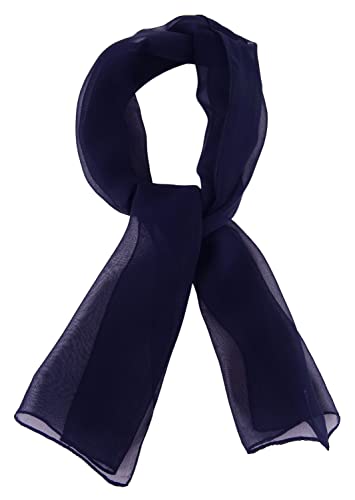 TigerTie - kleines Seidenhalstuch Chiffon in marine blau schwarzblau einfarbig Uni - Halstuch Gr. 80 x 21 cm von TigerTie