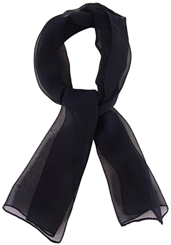 TigerTie - kleines Seidenhalstuch Chiffon in schwarzblau schwarz einfarbig uni - Halstuch Gr. 80 x 21 cm von TigerTie