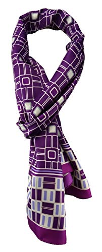 TigerTie leichter Unisex Schal in magenta violett grau creme gemustert Gr. 160 cm x 36 cm von TigerTie