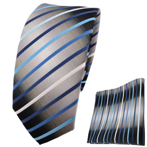 TigerTie schmale Designer Krawatte Designer Einstecktuch in Türkis weiß silbergrau gestreift - Krawattenbreite 6 cm TigerTie schmale Designer Krawatte Designer Einstecktuch in Türkis weiß silbergrau gestreift - Krawattenbreite 6 cm von TigerTie