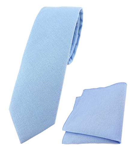 TigerTie - schmale Designer Krawatte Einstecktuch aus 100% Baumwolle in hellblau Unicolor einfarbig TigerTie - schmale Designer Krawatte Einstecktuch aus 100% Baumwolle in hellblau Unicolor einfarbig von TigerTie