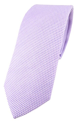 TigerTie schmale Designer Krawatte Pique in flieder gemustert - 100% Baumwolle - Krawattenbreite 6 cm von TigerTie