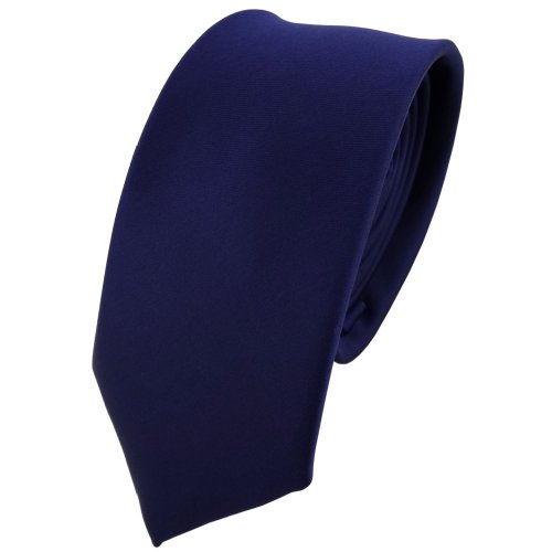 TigerTie - schmale Designer Krawatte in blau dunkelblau stahlblau einfarbig von TigerTie