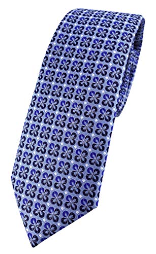 TigerTie schmale Designer Krawatte in blau silber schwarz gemustert von TigerTie