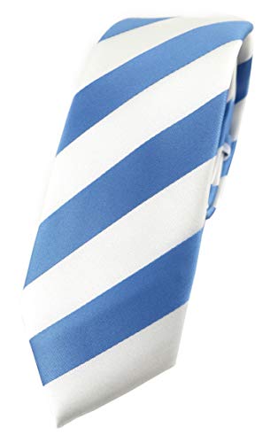 TigerTie - schmale Designer Krawatte in blau weiss gestreift von TigerTie
