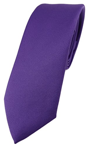 TigerTie Herren Krawatte – schmale 5,5 cm Krawatte in blaulila violett einfarbigem Design, ideal für Geschäftstermine, festliche Anlässe und die Freizeit von TigerTie
