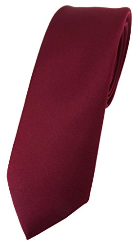 TigerTie schmale Designer Krawatte in bordeaux einfarbig Uni - Tie Schlips von TigerTie