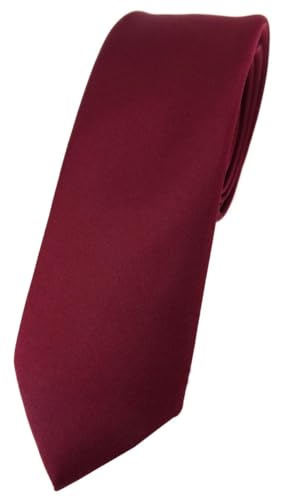 TigerTie Herren Krawatte – schmale 5,5 cm Krawatte in bordeaux einfarbigem Design, ideal für Geschäftstermine, festliche Anlässe und die Freizeit von TigerTie