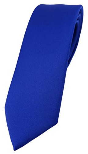 TigerTie schmale Designer Krawatte in dunkles royalblau einfarbig Uni - Tie Schlips von TigerTie