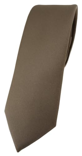 TigerTie Herren Krawatte – schmale 5,5 cm Krawatte in graubraun einfarbigem Design, ideal für Geschäftstermine, festliche Anlässe und die Freizeit von TigerTie