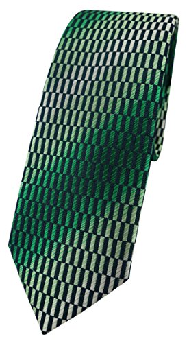 TigerTie schmale Designer Krawatte in grün dunkelgrün schwarz silber gemustert von TigerTie