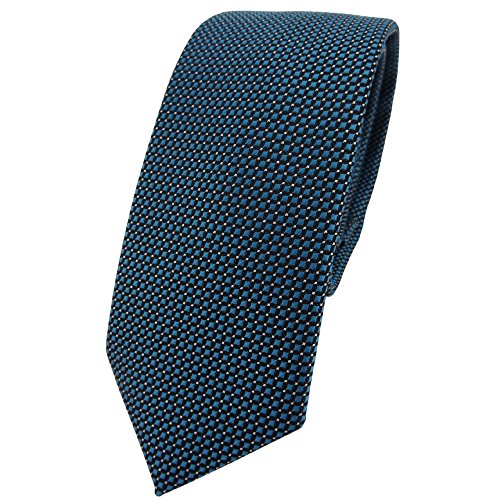 TigerTie - schmale Designer Krawatte in grün petrol türkis schwarz silber fein gepunktet von TigerTie