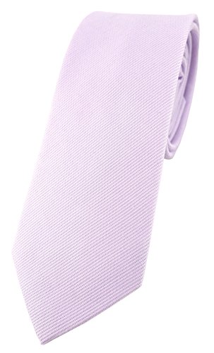 TigerTie schmale Designer Krawatte in lila Uni - 100% Baumwolle - Krawattenbreite 6 cm von TigerTie