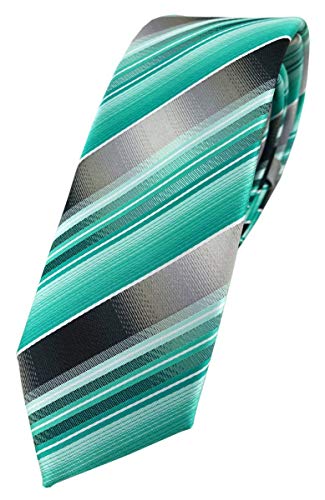 schmale TigerTie Krawatte Einstecktuch in grün dunkelgrün silberweiß gestreift 