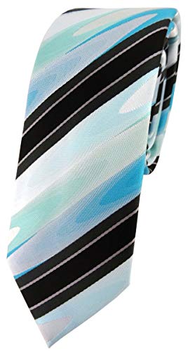 TigerTie - schmale Designer Krawatte in mint grün türkis schwarz anthrazit grau gestreift von TigerTie