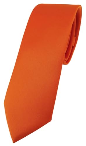 TigerTie Herren Krawatte – schmale 5,5 cm Krawatte in orange einfarbigem Design, ideal für Geschäftstermine, festliche Anlässe und die Freizeit von TigerTie