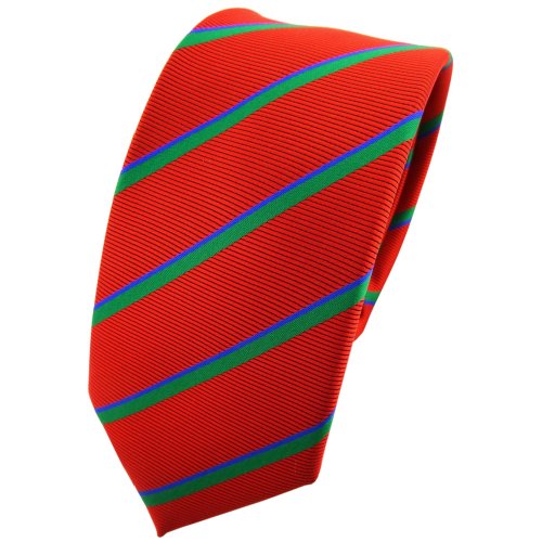 TigerTie - schmale Designer Krawatte in rot grün blau gestreift TigerTie - schmale Designer Krawatte in rot grün blau gestreift von TigerTie