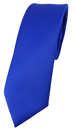 TigerTie schmale Designer Krawatte in royal einfarbig Uni - Tie Schlips von TigerTie