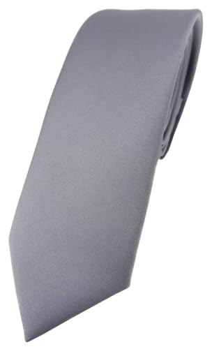TigerTie Herren Krawatte – schmale 5,5 cm Krawatte in silbergrau einfarbigem Design, ideal für Geschäftstermine, festliche Anlässe und die Freizeit von TigerTie