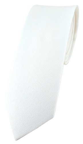 TigerTie schmale Designer Krawatte in weiss Uni - 100% Baumwolle - Krawattenbreite 6 cm TigerTie schmale Designer Krawatte in weiss Uni - 100% Baumwolle - Krawattenbreite 6 cm von TigerTie