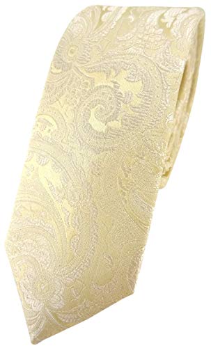 TigerTie - schmale Designer Seidenkrawatte in beige creme perlmutt weiß gemustert von TigerTie