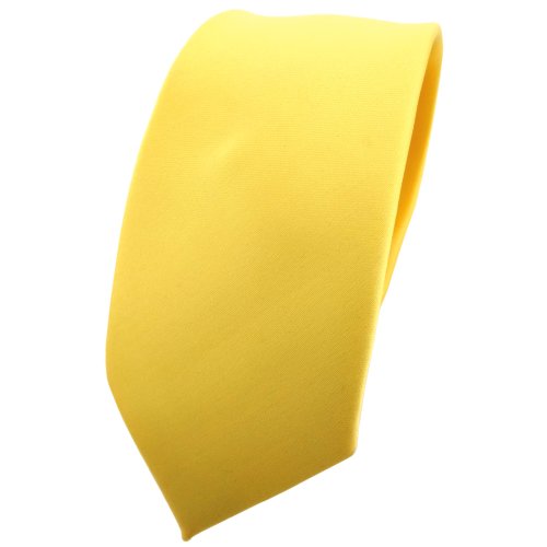 TigerTie Herren Krawatte 6 cm schmale Satin Tie in gelb hellgelb zinkgelb einfarbig uni Business, festliche Veranstaltungen und Freizeit von TigerTie