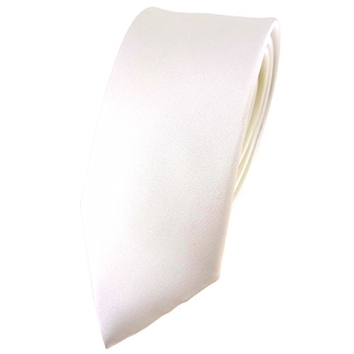 TigerTie schmale Satin Seidenkrawatte in creme weiss einfarbig Uni - Krawatte 100% Seide TigerTie schmale Satin Seidenkrawatte in creme weiss einfarbig Uni - Krawatte 100% Seide von TigerTie