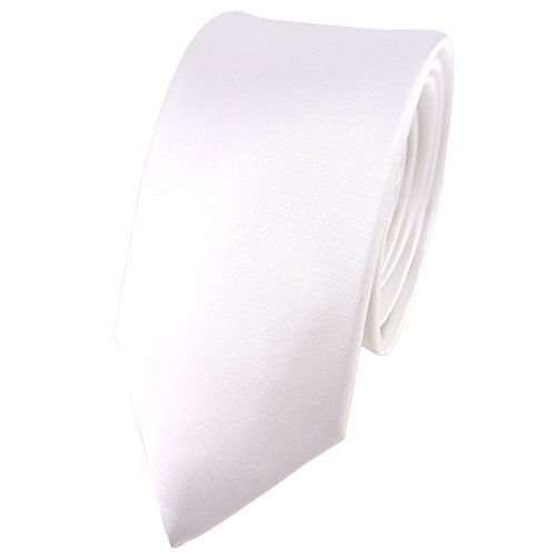 TigerTie schmale Satin Seidenkrawatte in weiss einfarbig Uni - Krawatte 100% Seide TigerTie schmale Satin Seidenkrawatte in weiss einfarbig Uni - Krawatte 100% Seide von TigerTie