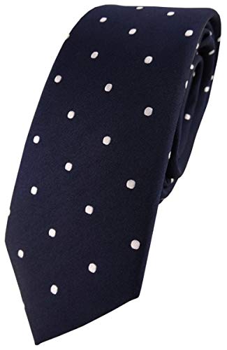 TigerTie schmale Seidenkrawatte in blau marine dunkelblau weiss gepunktet TigerTie schmale Seidenkrawatte in blau marine dunkelblau weiss gepunktet von TigerTie