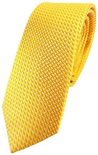 TigerTie schmale Seidenkrawatte in gelb dahliengelb silber gemustert - Krawatte 100% Seide von TigerTie