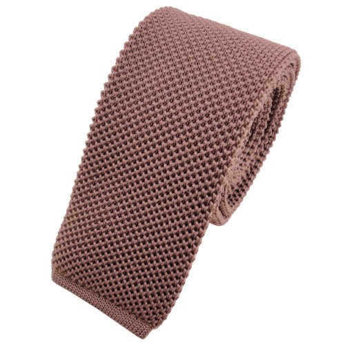 TigerTie - schmale Strickkrawatte in braun beigebraun einfarbig uni von TigerTie