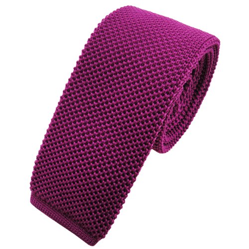 TigerTie - schmale Strickkrawatte in magenta fuchsia einfarbig uni von TigerTie