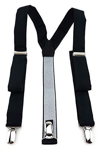 TigerTie schmaler Desiger Unisex Hosenträger in Y-Form mit 3 extra starken Clips - Farbe in schwarz einfarbig Unicolor - hochwertige Verarbeitung von TigerTie