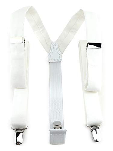 TigerTie schmaler Desiger Unisex Hosenträger in Y-Form mit 3 extra starken Clips - Farbe in weiss einfarbig Uni - hochwertige Verarbeitung TigerTie schmaler Desiger Unisex Hosenträger in Y-Form mit 3 extra starken Clips - Farbe in weiss einfarbig Uni - hochwertige Verarbeitung von TigerTie
