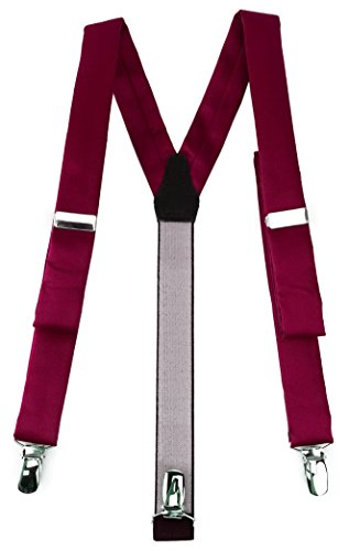 TigerTie schmaler Unisex Hosenträger in Y-Form mit 3 extra starken Clips - Farbe in bordeaux einfarbig Uni - hochwertige Verarbeitung TigerTie schmaler Unisex Hosenträger in Y-Form mit 3 extra starken Clips - Farbe in bordeaux einfarbig Uni - hochwertige Verarbeitung von TigerTie