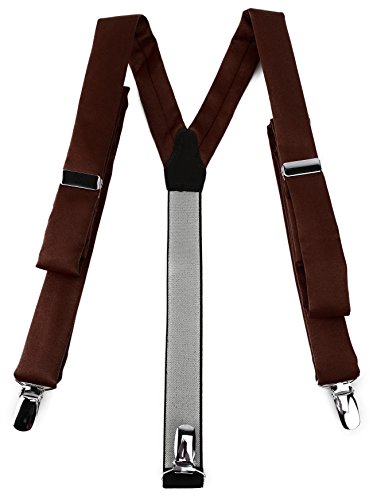 TigerTie schmaler Unisex Hosenträger in Y-Form mit 3 extra starken Clips - Farbe in dunkelbraun einfarbig Uni - hochwertige Verarbeitung TigerTie schmaler Unisex Hosenträger in Y-Form mit 3 extra starken Clips - Farbe in dunkelbraun einfarbig Uni - hochwertige Verarbeitung von TigerTie