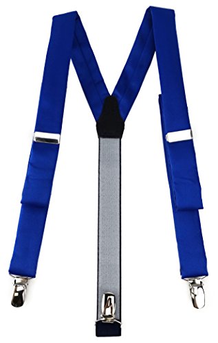 TigerTie schmaler Unisex Hosenträger in Y-Form mit 3 extra starken Clips - Farbe in dunkles royalblau einfarbig Uni - hochwertige Verarbeitung von TigerTie