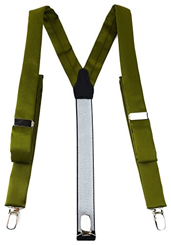 TigerTie schmaler Unisex Hosenträger in Y-Form mit 3 extra starken Clips - Farbe in farngrün einfarbig Uni - hochwertige Verarbeitung TigerTie schmaler Unisex Hosenträger in Y-Form mit 3 extra starken Clips - Farbe in farngrün einfarbig Uni - hochwertige Verarbeitung von TigerTie