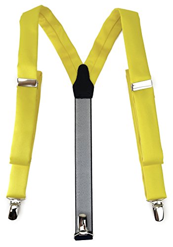 TigerTie schmaler Unisex Hosenträger in Y-Form mit 3 extra starken Clips - Farbe in gelb einfarbig Uni - hochwertige Verarbeitung TigerTie schmaler Unisex Hosenträger in Y-Form mit 3 extra starken Clips - Farbe in gelb einfarbig Uni - hochwertige Verarbeitung von TigerTie